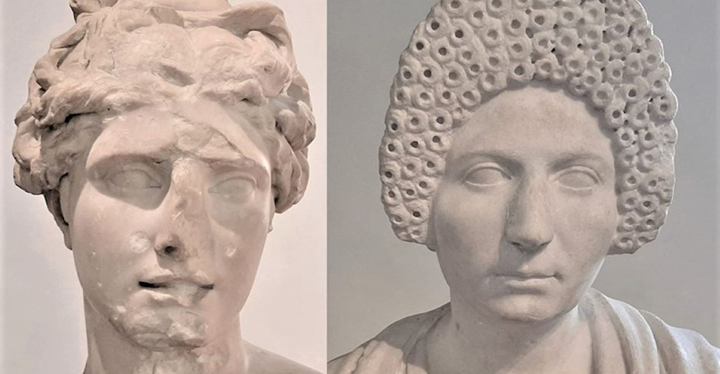 Museo di scultura antica Giovanni Barracco, testa muliebre di impronta greco-pergamena (moderna?); ritratto muliebre romano-imperiale Museo di scultura antica Giovanni Barracco, testa muliebre di impronta greco-pergamena (moderna?); ritratto muliebre romano-imperiale