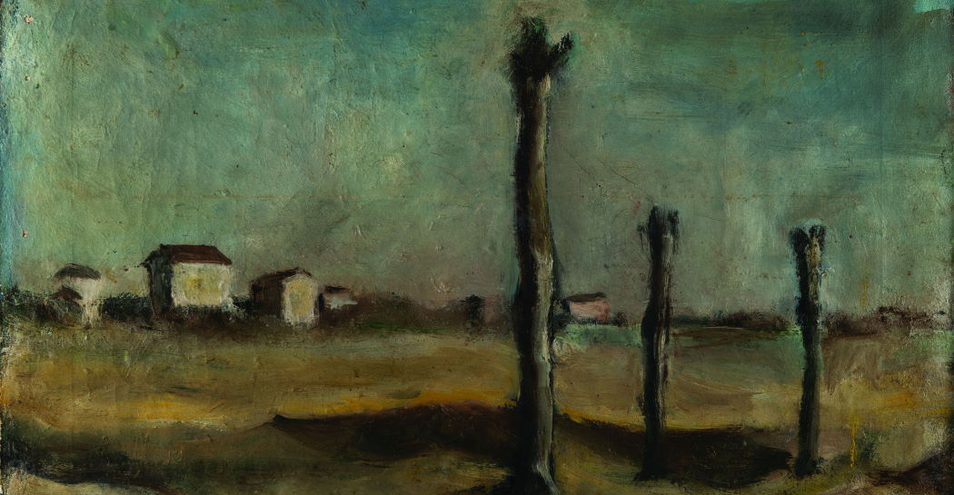 Pier Paolo Pasolini, Paesaggio di Casarsa, 1944, olio su tela, Archivio Giuseppe Zigaina © Pier Paolo Pasolini, Paesaggio di Casarsa, 1944, olio su tela, Archivio Giuseppe Zigaina ©