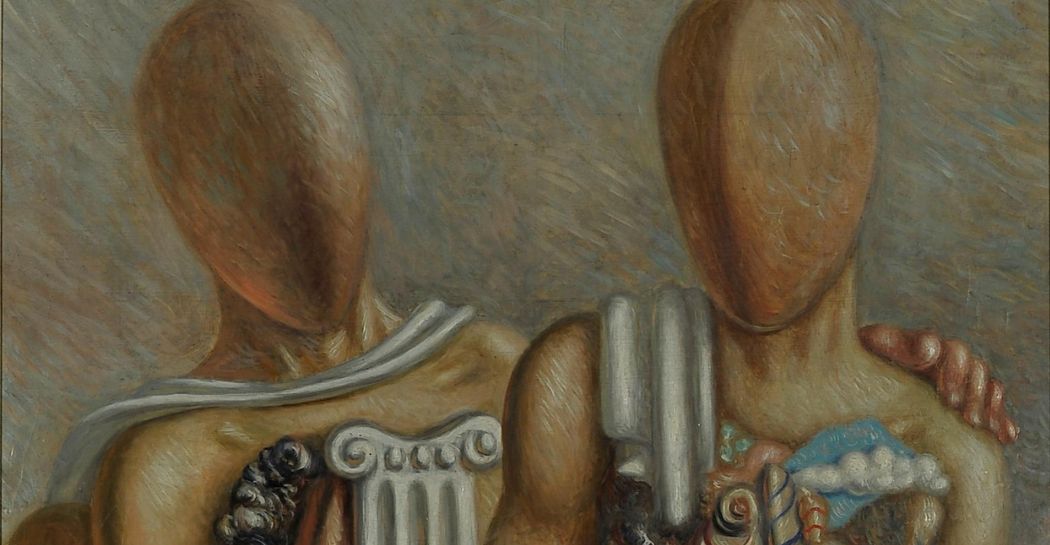 Giorgio de Chirico, Gli archeologi, 1927 circa, olio su tela, cm 127 x 92 (particolare) Giorgio de Chirico, Gli archeologi, 1927 circa, olio su tela, cm 127 x 92 (particolare)