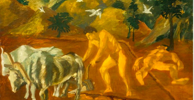 Corrado Cagli, Romolo e Remo, 1930 circa, olio su tavola, comodato Giuseppe Bertolami (particolare) Corrado Cagli, Romolo e Remo, 1930 circa, olio su tavola, comodato Giuseppe Bertolami (particolare)