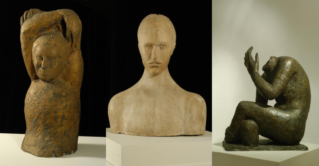 :“Ritratto di Maria Pia” e “Ritratto di Dario Sabatello”, di Pericle Fazzini; “Re David piange la morte di Assalonne” di Antonietta Raphaël :“Ritratto di Maria Pia” e “Ritratto di Dario Sabatello”, di Pericle Fazzini; “Re David piange la morte di Assalonne” di Antonietta Raphaël