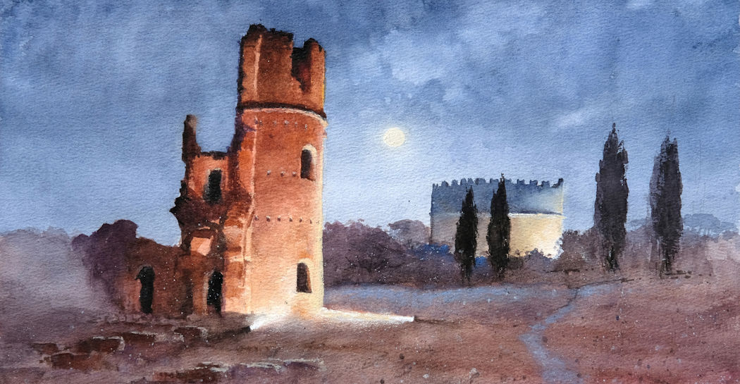 Villa di Massenzio. Acquerello di Danilo Renzulli