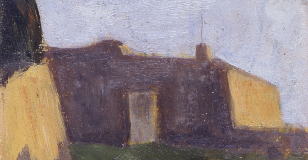 Diego Angeli (1869-1937), particolare di S. Sabina, 1892. Olio su carta, mm 117 x 70 Diego Angeli (1869-1937), particolare di S. Sabina, 1892. Olio su carta, mm 117 x 70
