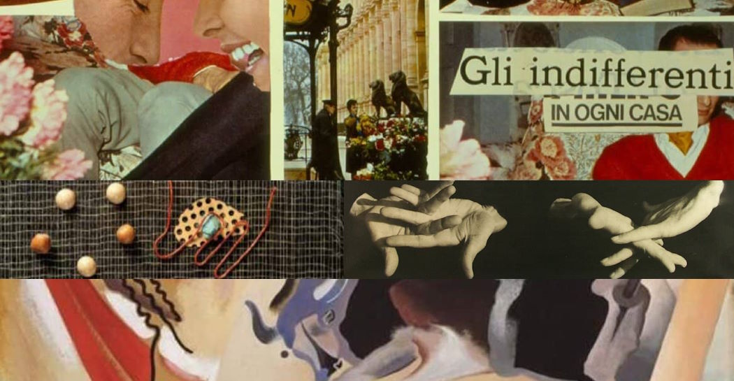 collage di dettagli di opere di Prampolini, Pignotti, La Rocca collage di dettagli di opere di Prampolini, Pignotti, La Rocca