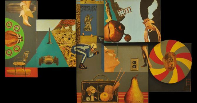 Marion Greenstone, Composizione n. 228, 1963, 112 x 172 cm, acrilico e collage su tela Marion Greenstone, Composizione n. 228, 1963, 112 x 172 cm, acrilico e collage su tela