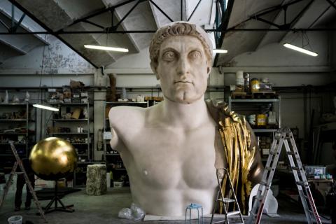 © Otto Lowe Factum Foundation - Una sezione del Colosso di Costantino ricostruito nel workshop di Factum Foundation © Otto Lowe Factum Foundation - Una sezione del Colosso di Costantino ricostruito nel workshop di Factum Foundation