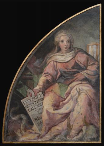 Autore non identificato. Sibilla Persica 1600 ca. Dipinto murale. Dalle demolizioni della Chiesa di San Giacomo a Scossacavalli (primavera 1937). Roma, Museo di Roma (inv. MR 43760)