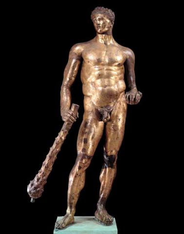 Statua di Ercole in bronzo dorato Statua di Ercole in bronzo dorato